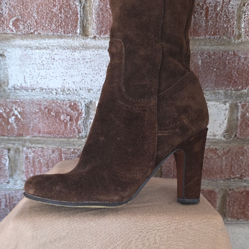 Brown Suede Knee-High Boots - Picture 5 of 16